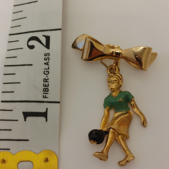 Bowling brooch vintage enamel 1950's - Picture 2 of 3